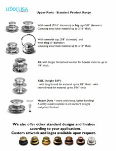 LOXX Fastener - Upper Parts - Standard Product Range